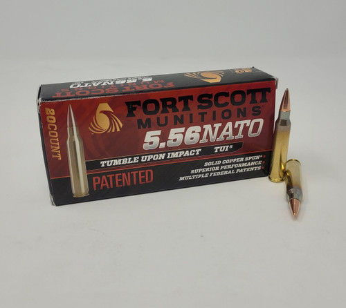 Fort Scott Munitions 5.56x45mm NATO Ammunition FSM556062SCV 62 Grain Copper Spun Full Metal Jacket 20 Rounds