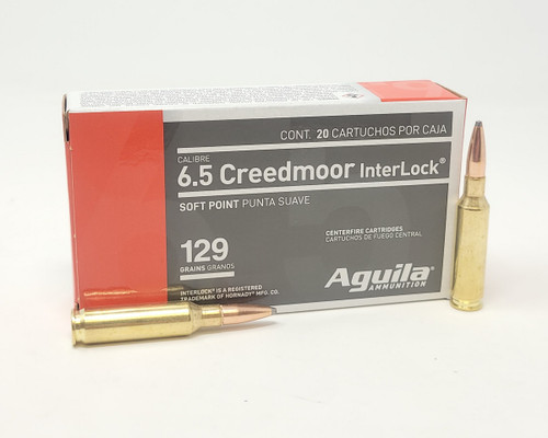 Aguila 6.5mm Creedmoor Ammunition 129 Grain Interlock Soft Point Boat Tail 81489AG 20 Rounds