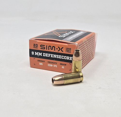 SIMX 9mm Ammunition SIMX21565 45 Grain DefenseCore Lead Free Hollow Point 20 Rounds