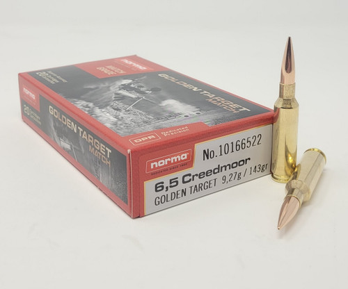 Norma 6.5mm Creedmoor Ammunition NORMA10166522 143 Grain Golden Target Hollow Point 20 Rounds