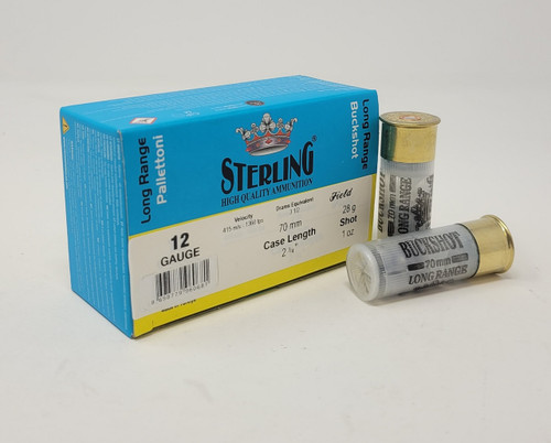 Sterling 12 Gauge Ammunition STRLG12LRBUCK 2-3/4" 1oz 00 Buckshot Long Range 1360fps 10 Rounds