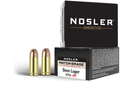 Nosler 9mm Ammunition NOS51290 Match Grade 147 Grain Jacketed Hollow Point 20 Rounds