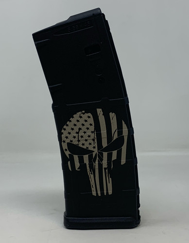 Magpul GEN 2 AR-15 5.56x39mm/.223 Rem Magazine with Punisher Filled with Skull Double-Sided Engraving 30 Rounder