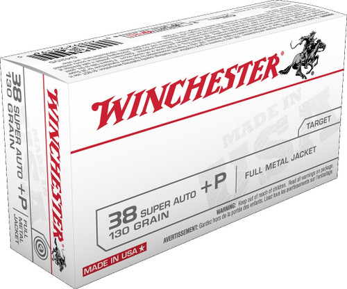 Winchester 38 Super Auto +P Ammunition Q4205 130 Grain Full Metal Jacket 50 Rounds