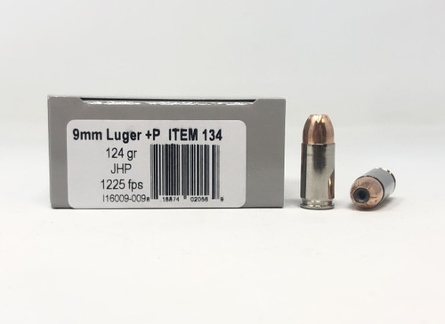 Underwood 9mm Luger +P Ammunition 124 Grain Jacketed Hollow Point UW134 20 Rounds