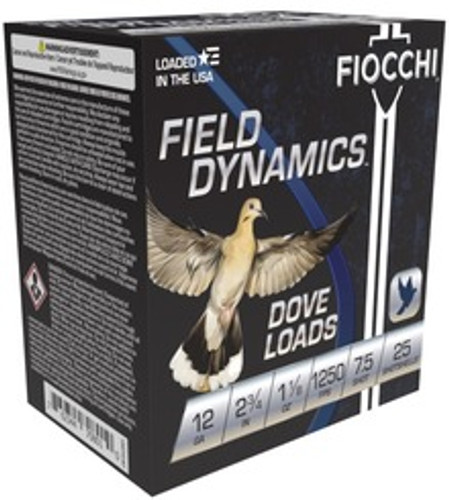 Fiocchi 12 Gauge Ammunition FI12GT75 2-3/4" 1oz 1250 fps 7.5 Shot 25 Rounds