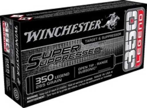 Winchester 350 Legend Ammunition SUP350 255 Grain Super Suppressed Open Tip Subsonic 20 Rounds