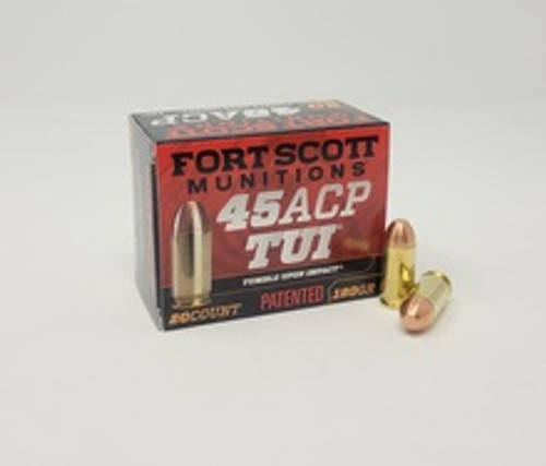 Fort Scott Munitions 45 ACP Ammunition FSM450180SCV 180 Grain Solid Copper Spun 20 Rounds