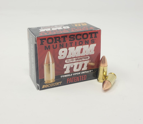 Fort Scott Munitions 9mm Ammunition FSM9MM125SCVSS 125 Grain Subsonic Solid Copper Spun 20 Rounds