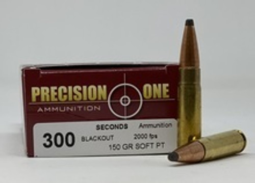 Precision One 300 Blackout Ammunition PONE1426 150 Grain Soft Point 20 Rounds