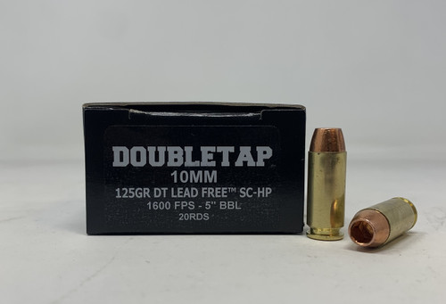 Double Tap 10mm Ammunition DT10MM125SCHP20 125 Grain DT Lead Free Hollow Point 20 Rounds