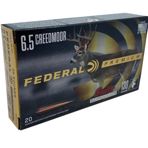 Federal 6.5 Creedmoor Ammunition P65CRDSS1 130 Grain Swift Scirocco II Ballistic Tip 20 Rounds