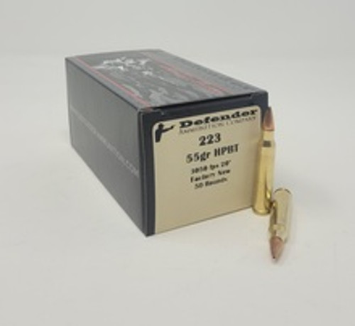 Defender 223 Rem Ammunition DEF223HPBTN 55 Grain Hollow Point Boat Tail 50 Rounds