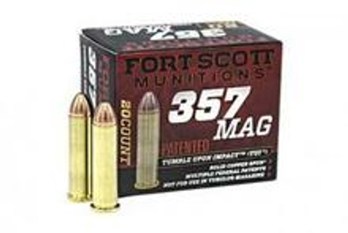 Fort Scott Munitions 357 Mag Ammunition FSM357125SCV1 125 Grain Solid Copper Spun 20 Rounds