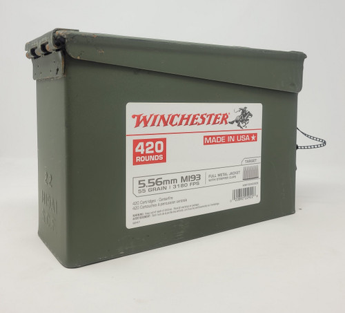 Winchester 5.56x45mm NATO M193 Ammunition With Stripper Clips WM193420 55 Grain Full Metal Jacket Can 420 Rounds
