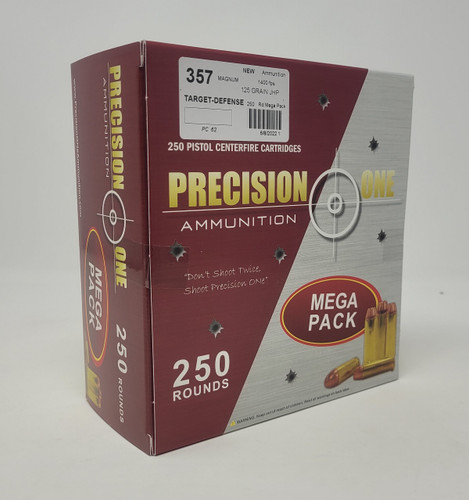 Precision One 357 Magnum Ammunition PONE62 125 Grain Jacketed Hollow Point Mega Pack 250 Rounds