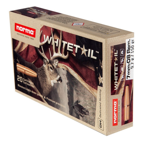 Norma 7mm-08 Rem Ammunition Whitetail NORMA20171502 150 Grain Soft Point 20 Rounds