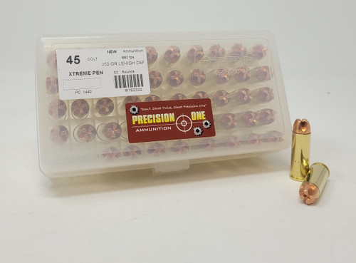 Precision One 45 Colt Ammunition PONE1440 250 Grain Xtreme Penetrator 50 Rounds