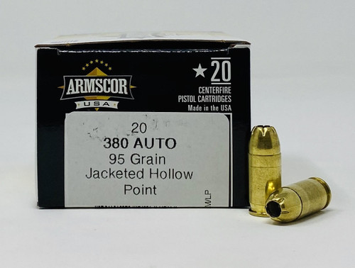 Armscor 380 Auto Ammunition FAC380-3N 95 Grain Jacketed Hollow Point 20 Rounds