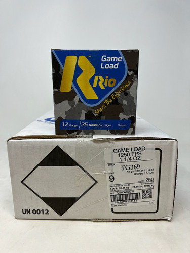 Rio Game Load 12 Gauge Ammunition TG369CASE 2-3/4" 1250 FPS 1-1/4oz #9 Shot CASE 250 Rounds