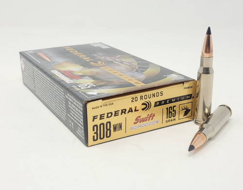 Federal Premium 308 Win Ammunition P308SS1 165 Grain Swift Scirocco Ballistic Tip 20 Rounds