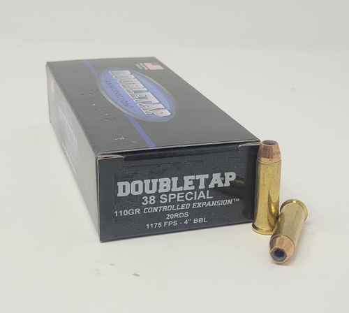 Double Tap 38 Special Ammunition DT38SPL110CE 110 Grain Controlled Expansion Hollow Point 20 Rounds