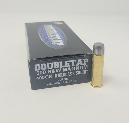 DoubleTap 500 S&W Ammunition 500400HC 400 Grain Hard Cast Solid Flat Nose 20 Rounds