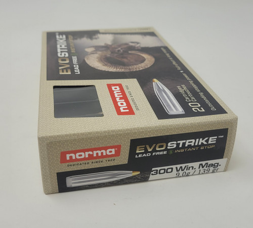 Norma 300 Win Mag Ammunition EvoStrike NORMA20177372 139 Grain Lead Free Polymer Tip 20 Rounds