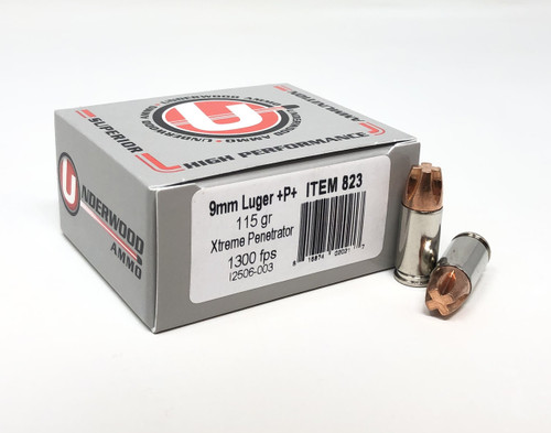 Underwood 9mm Luger +P Ammunition 115 Grain Xtreme Penetrator