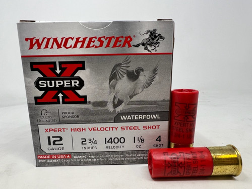 Winchester 12 Gauge Ammunition WEX12H4 2-3/4" #4 Steel Shot 1-1/8oz 1400fps 25 Rounds