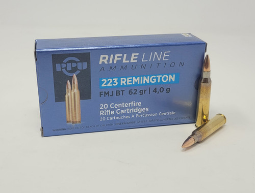 Prvi PPU 223 Rem Ammunition PP223F2 62 Grain Full Metal Jacket Boat Tail 20 Rounds