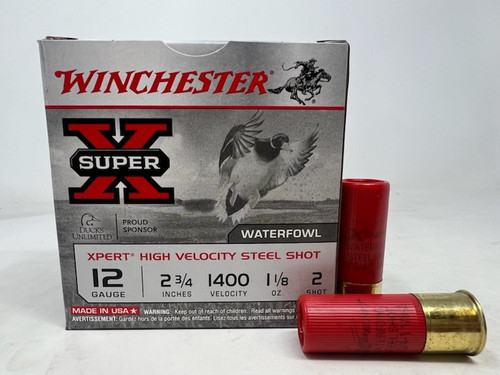 Winchester 12 Gauge Super-X Xpert HV Ammunition WEX12H2 #2 Steel Shot 2-3/4" 1-1/8oz 1400fps 25 Rounds