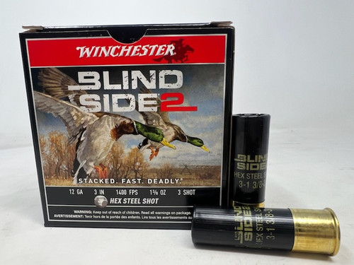 Winchester 12 Gauge Blind Side Ammunition XBS1233 #3 Hex Steel Shot 3" 1-3/8oz 1400fps 25 Rounds