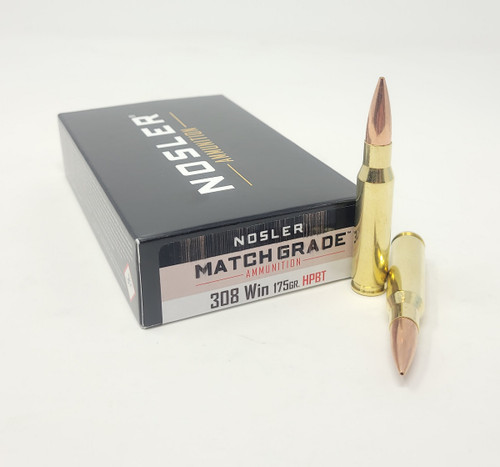 Nosler Match Grade 308 Win Ammunition NOS60072 Custom Competition 175 Grain Hollow Point Boat Tail 20 Rounds