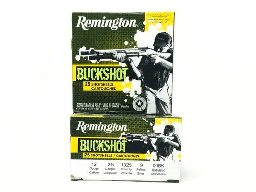 Remington 12 Gauge Ammunition 12B00A 2-3/4” 00 Buck 9 Pellets 1325fps 25 Rounds