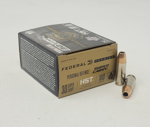 Federal Premium 30 Super Carry Ammunition P30HST1S 100 Grain HST Jacketed Hollow Point 20 Rounds