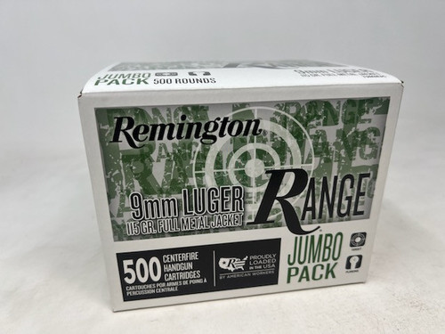 Remington 9mm Luger Ammunition RT9MM3C 115 Grain Full Metal Jacket Jumbo Pack 500 Rounds