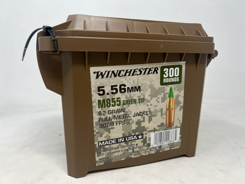 Winchester 5.56x45mm Ammunition WM855300C 62 Grain M855 Green Tip Full Metal Jacket Mini Ammo Can 300 Rounds