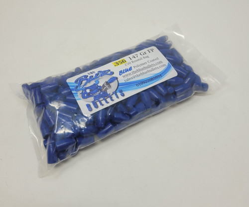 The Blue Bullets (.356 Dia) 9mm Reloading Bullets BB356147FP 147 Grain Polymer Coated Flat Point 250 Pieces