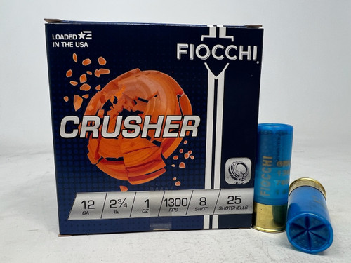Fiocchi 12 Gauge Ammunition FI12CRSR8CASE Crusher #8 Shot 2-3/4" 1oz 1300fps CASE 250 Rounds