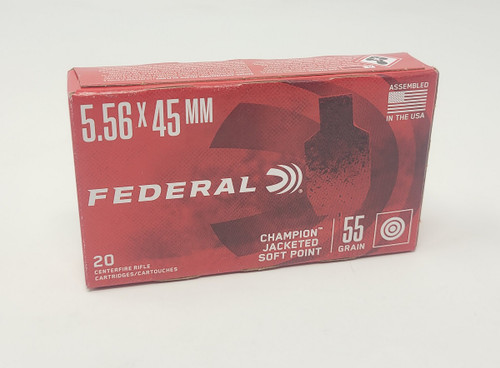 Federal 5.56x45mm NATO Ammunition F556A 55 Grain Champion Jacketed Soft Point 20 Rounds