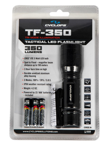 Cyclops CYC-TF350 Tactical Flashlight 350 Lumens Black