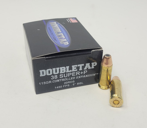 Doubletap 38 Super +P Ammunition DT38SUP115 115 Grain Controlled Expansion Jacketed Hollow Point 20 Rounds