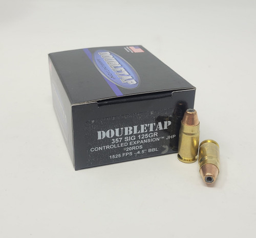 Doubletap 357 Sig Ammunition DT357SIG125 125 Grain Controlled Expansion Jacketed Hollow Point 20 Rounds