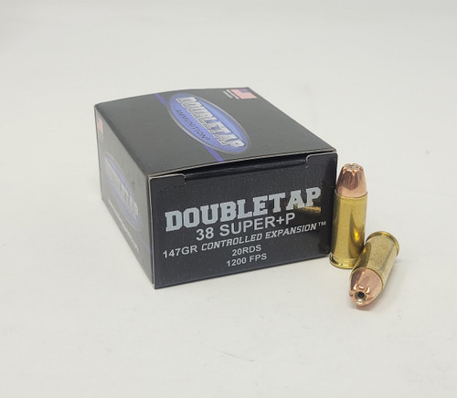 DoubleTap 38 Super +P Ammunition DT38SUP147CE 147 Grain Controlled Expansion Hollow Point 20 Rounds