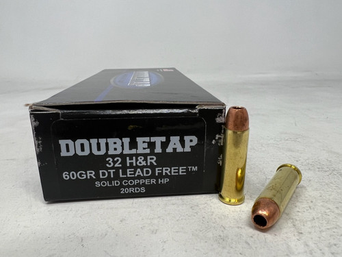 DoubleTap 32 H&R Magnum Ammunition DT32HR60LE 60 Grain DT Lead Free Solid Copper Hollow Point 20 Rounds