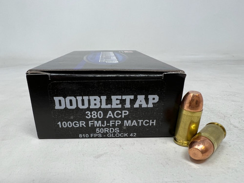 DoubleTap 380 ACP Ammunition DT380ACP100FP 100 Grain Full Metal Jacket Flat Point Match 50 Rounds