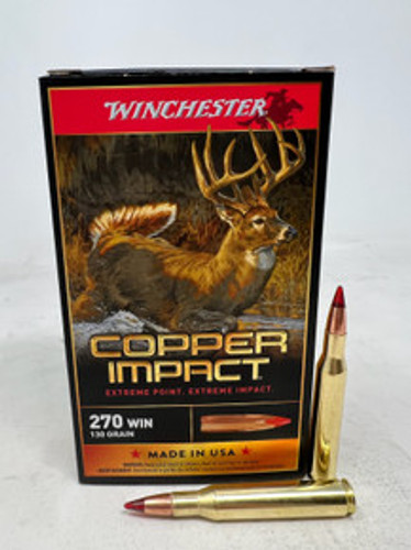 Winchester 270 Win Ammunition Copper Impact X270CLF 130 Grain Copper Impact Ballistic Tip 20 Rounds