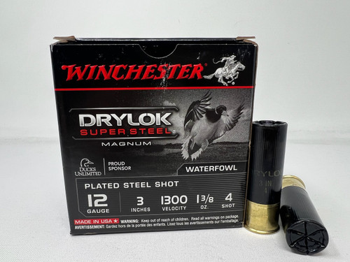 Winchester 12 Gauge Ammunition Drylok Super Steel Magnum XSM1234 #4 Shot 3" 1-3/8oz 1300fps 25 Rounds