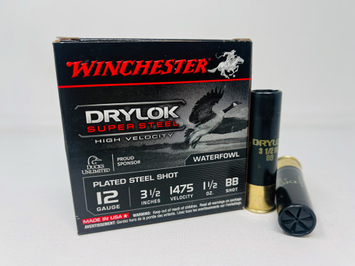 Winchester 12 Gauge Ammunition Drylok Super Steel High Velocity SSH12LHBB BB Shot 3-1/2" 1-1/2oz 1475fps 25 Rounds